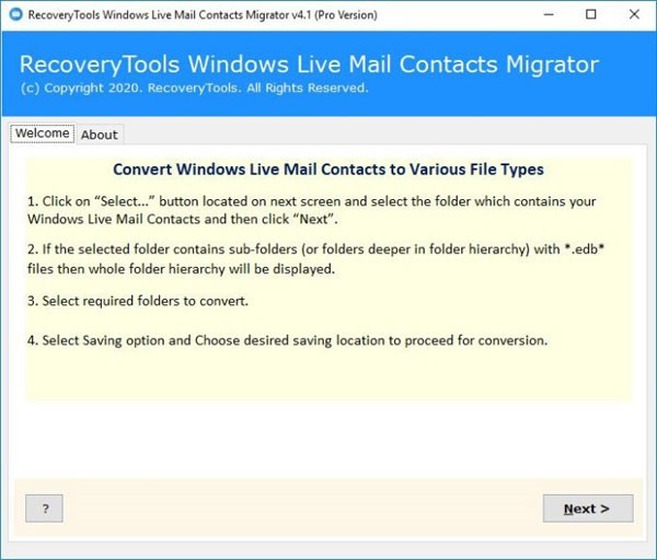 RecoveryTools  Windows  Live  Mail  Contacts  Migrator(邮箱迁移工具)