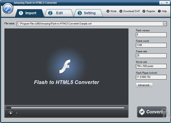 Amazing  Flash  to  HTML5 Converter(视频转换工具)