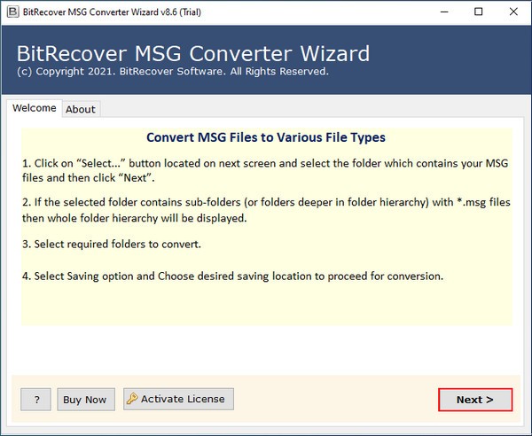 BitRecover  MSG  Converter  Wizard(MSG文件转换工具)